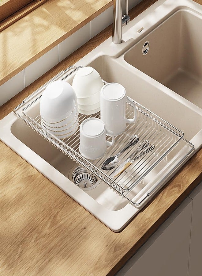 MINGFANITY Extendable Dish Drying Rack Over The Kitchen Sink, Vegetables & Fruits Rinse Rack, Stainless Steel Dish Drying Tray, Kitchen Strainer Colander, Foldable Rinsing Station - Image 1